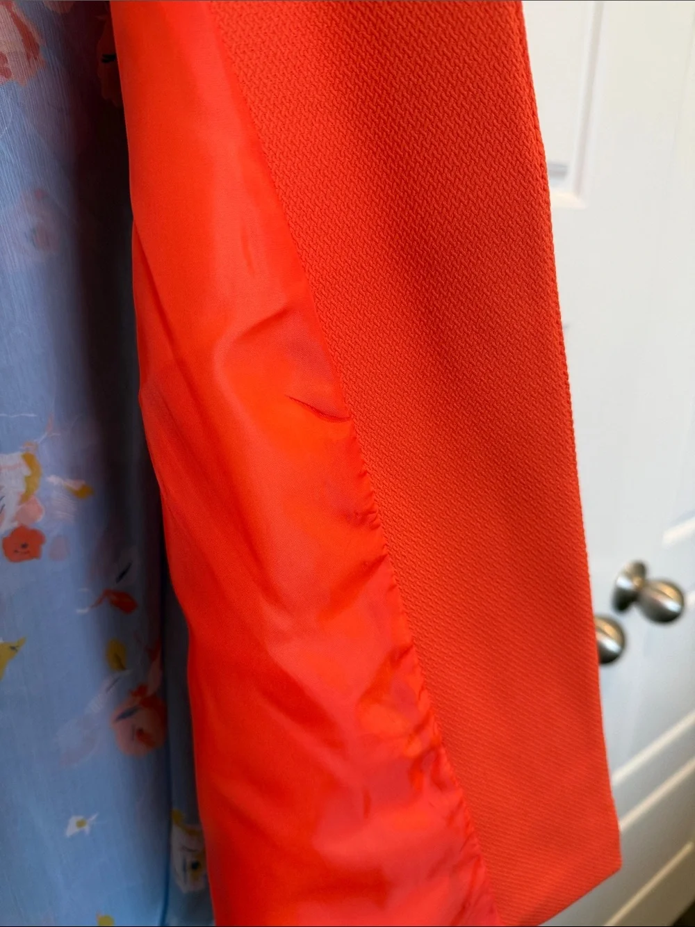 Tahari Bright Orange Collarless Zip-Pocket Jacket